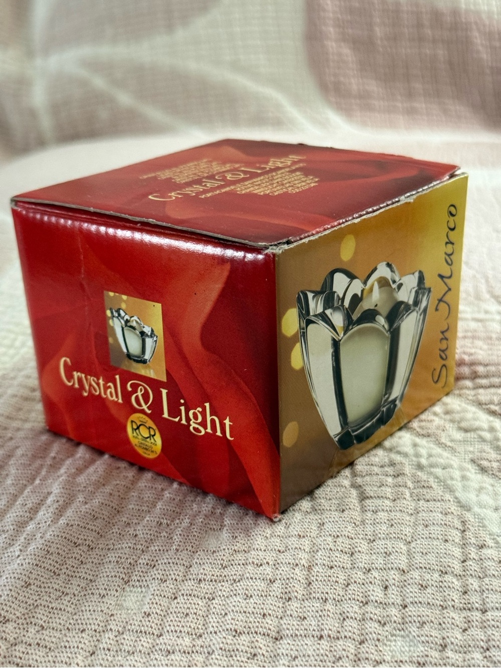 SAN MARCO ROCK CRYSTAL TEA-LIGHT CANDLE HOLDER CRYSTAL & LIGHT BY CALP - Picture 2 of 15